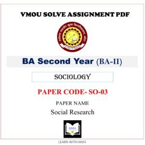 VMOU SO-03 Assignment Solved PDF -  vmou assignment ba 2nd year Sociology VMOU Sociology SO-03- Social Research VMOU SO03 Assignment Solved PDF