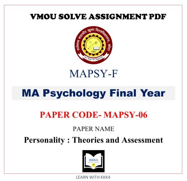 VMOU MAPSY-06 ASSIGNMENT ANSWER VMOU MA PSYCHOLOGY ASSIGNMENT SOLVE PDF