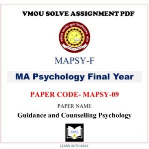 vmou ma PSYCOLOGY assignment answer pdf - VMOU MAPSY-09 ASSIGNMENT SOLUTION PDF Paper - MAPSY-09 Guidance and Counselling Psychology