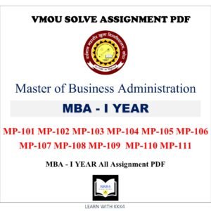 VMOU MBA 1ST YEAR SOLVED ASSIGINMENT